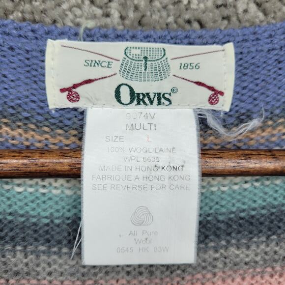 Orvis Vintage Wool Striped Aztec Easter V Neck Vest Womens Size Large - Picture 2 of 7